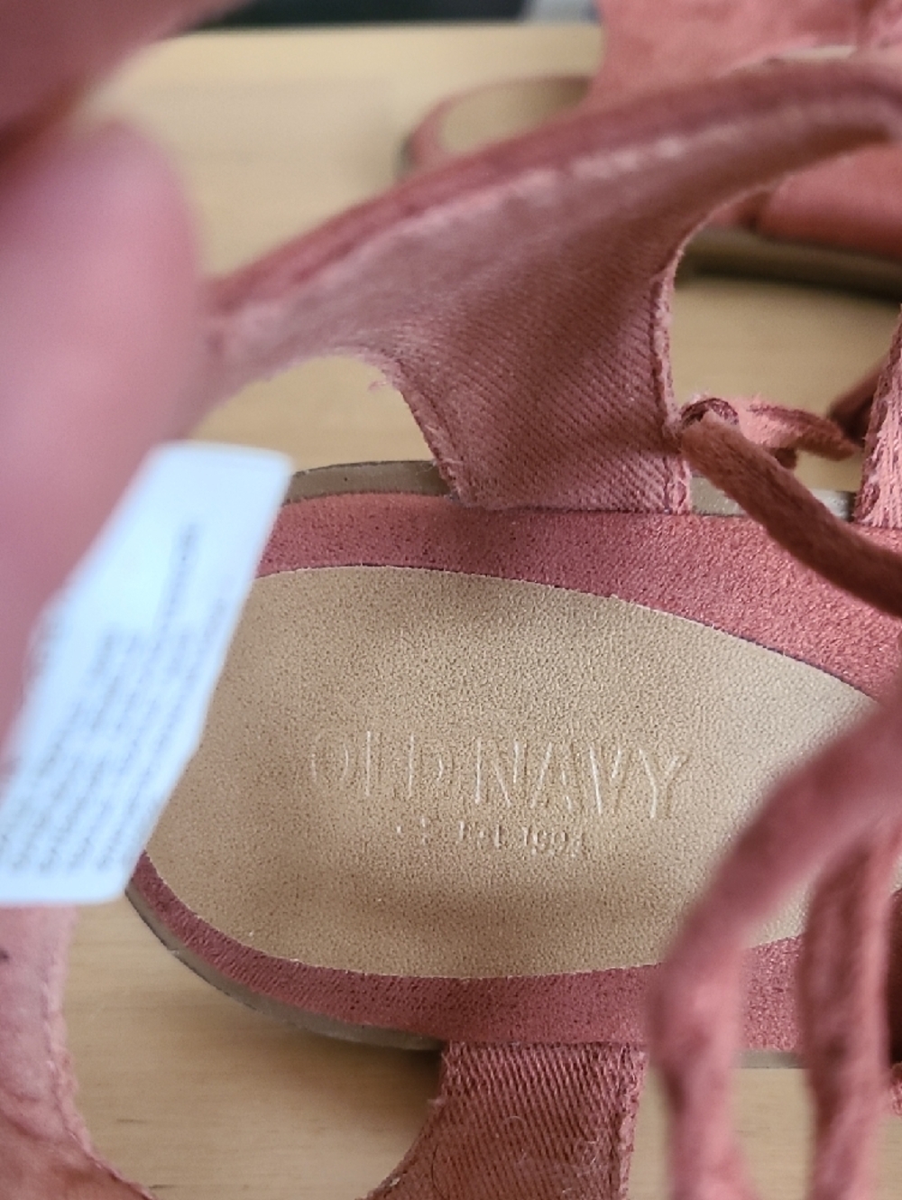 Old Navy Dusty Rose Suede Lace-Up Gladiator Sandals - Picture 2 of 5